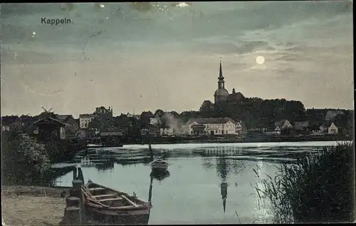 Mondschein Ak Kappeln an der Schlei, Partie am Wasser