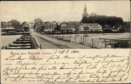 Ak Kappeln an der Schlei, Hafen und Pontonbrücke