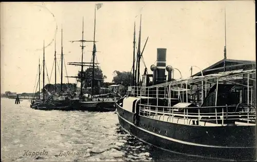 Ak Kappeln an der Schlei, Hafenpartie, Schiff