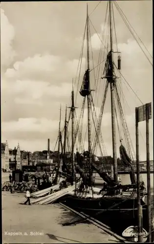 Ak Kappeln an der Schlei, Hafenpartie, Schiff