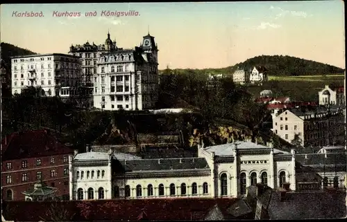 Ak Karlovy Vary Karlsbad Stadt, Kurhaus, Königsvilla