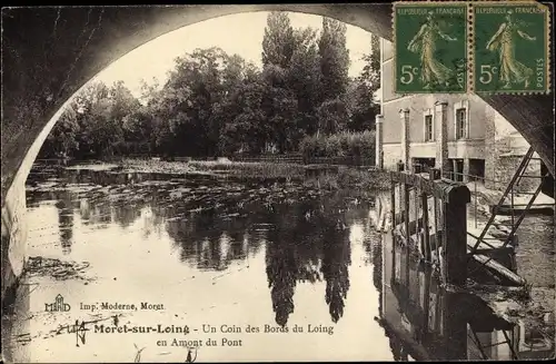Ak Moret-sur-Loing Seine et Marne, Un Coin des Bords du Loing en Amont du Pont