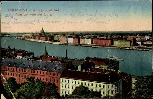 Ak Budapest Ungarn, Kilatas a varbol, Aussicht von der Burg