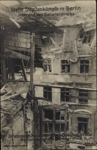 Ak Berlin, Straßenkämpfe, Generalstreik 1919, Haus in der Alten Schützenstraße