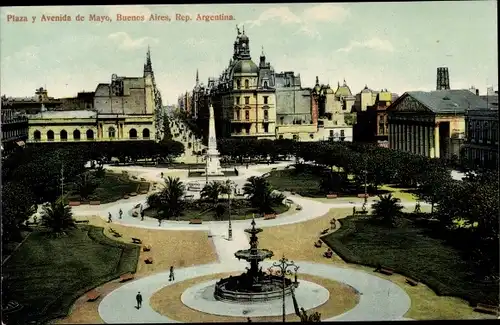 Ak Buenos Aires Argentinien, Plaza y Avenida de Mayo