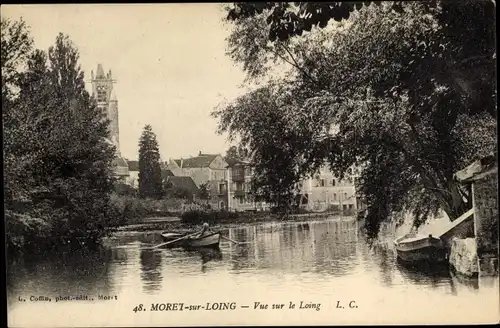 Ak Moret-sur-Loing Seine et Marne, Vue sur le Loing