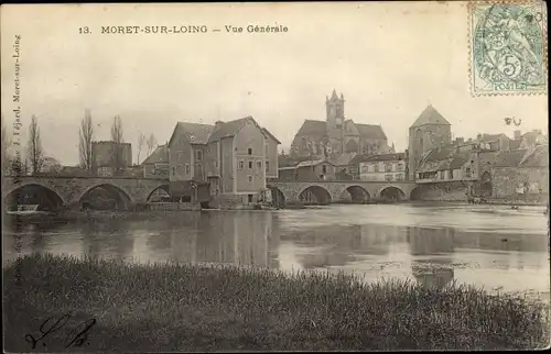 Ak Moret-sur-Loing Seine et Marne, Vue generale