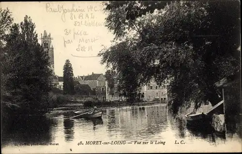 Ak Moret-sur-Loing Seine et Marne, Vue sur le Loing