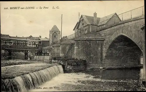 Ak Moret-sur-Loing Seine et Marne, Le Pont