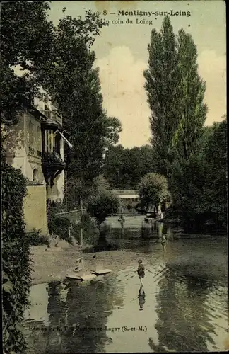 Ak Montigny-sur-Loing Seine-et-Marne, Un coin du Loing