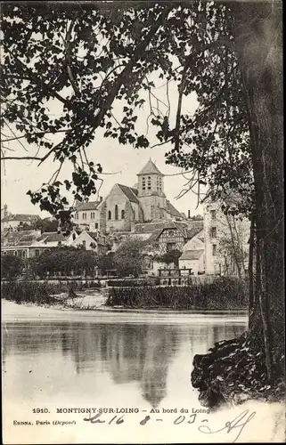 Ak Montigny-sur-Loing Seine-et-Marne, Au bord du Loing