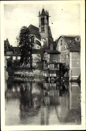 Ak Moret Seine et Marne, L'eglise et les rives du Loing