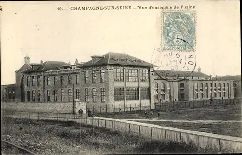 Ak Champagne sur Seine Seine et Marne, Vue d'Ensemble de l'usine