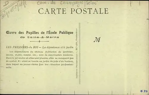 Ak Les Pressoirs du Roi Seine et Marne, Les dependances et le jardin