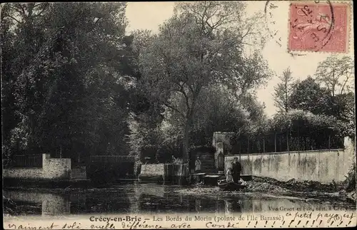 Ak Crecy en Brie Seine et Marne, Les Bords du Morin, pointe de l'Ile Barasse