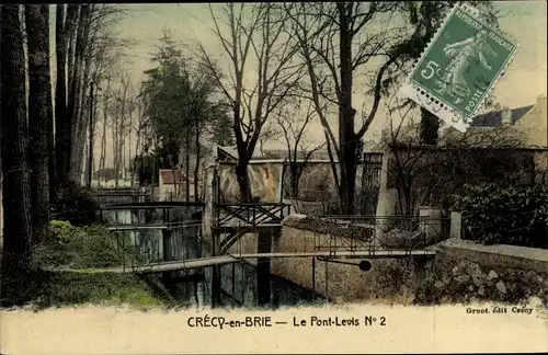 Ak Crecy en Brie Seine et Marne, Le Pont Levis No 2