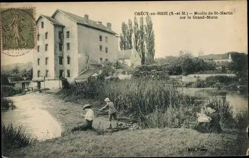 Ak Crecy en Brie Seine et Marne, Moulin de St Martin sur le Grand Morin