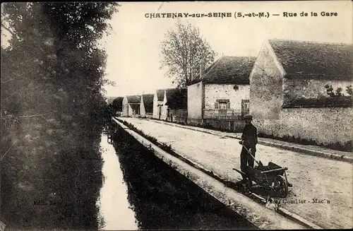 Ak Châtenay sur Seine Seine et Marne, Rue de la Gare