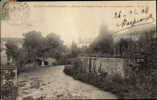 Ak Brie Comte Robert Seine et Marne, Fonses et restes d'une tour du vieux Chateau