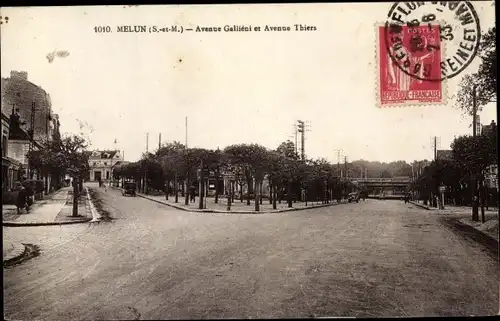 Ak Melun Seine et Marne, Avenue Gallieni et Avenue Thiers