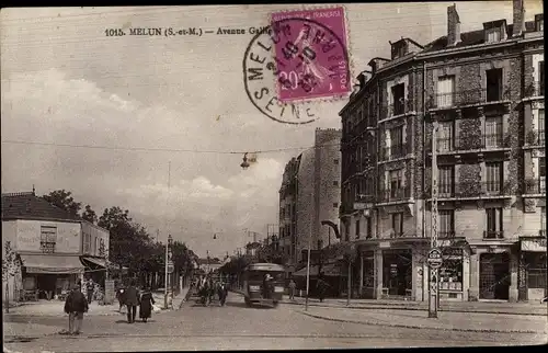 Ak Melun Seine et Marne, Avenue Galle