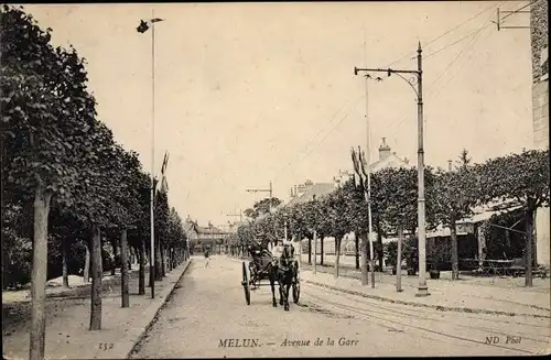 Ak Melun Seine et Marne, Avenue de la Gare