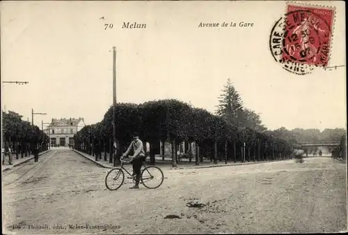 Ak Melun Seine et Marne, Avenue de la Gare