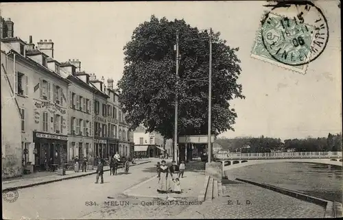 Ak Melun Seine et Marne, Quai Saint Ambroise