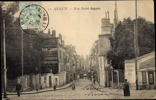 Ak Melun Seine et Marne, Rue Saint Aspais