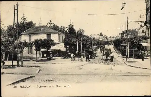 Ak Melun Seine et Marne, L'Avenue de la Gare