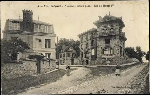 Ak Montceaux Seine et Marne, Ancienne Route pavee, dite de Henri IV