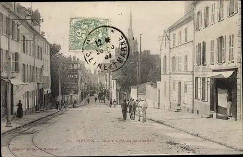 Ak Melun Seine et Marne, Rue du Palais de Justice