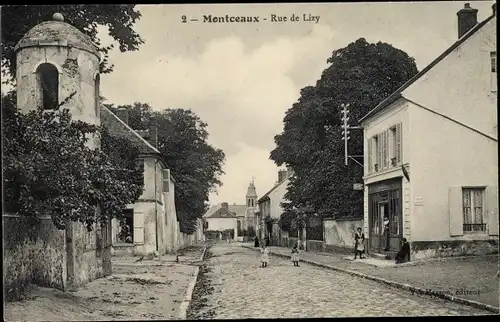 Ak Montceaux Seine et Marne, Rue de Lizy