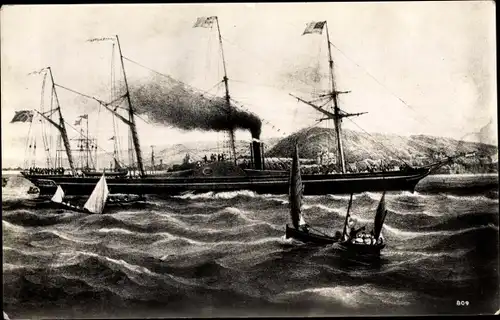 Künstler Ak Steamer Great Western, Dampfschiff, Great Western Steamship Co