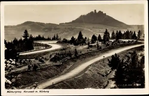 Ak Nürburg in Rheinland Pfalz, Nürburgring, Karussell, Burg