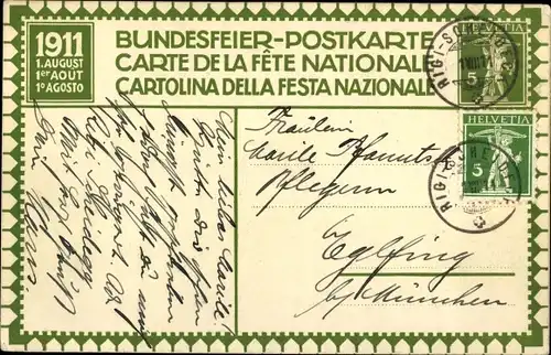 Ganzsachen Künstler Ak Schweiz, Schlacht, Fahnen, Lanzen, Bundesfeier 1916