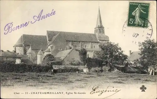 Ak Chateaumeillant Cher, Eglise Saint Genies