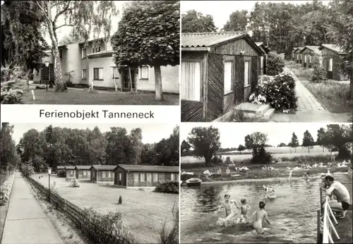 Ak Wesenberg in Mecklenburg, Am Tanneneck, Badepartie, Bungalows