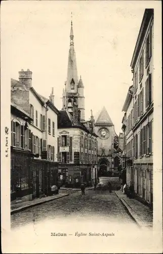 Ak Melun Seine et Marne, Eglise Saint Aspais