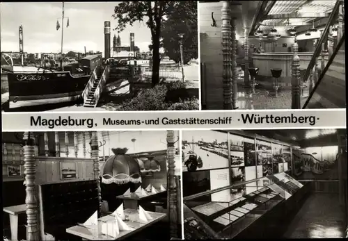 Ak Magdeburg in Sachsen Anhalt, Museum und Gaststättenschiff Württemberg, Innenansichten