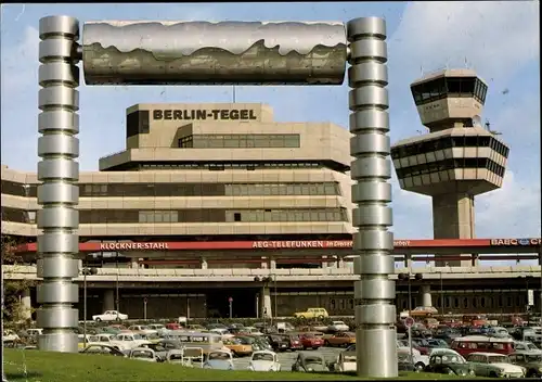 Ak Berlin Reinickendorf Tegel, Flughafen, Tower, Parkplatz