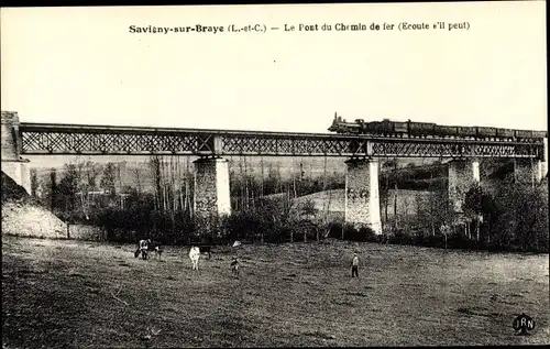 Ak Savigny-sur-Braye Loir et Cher, Le Pont du Chemin de fer