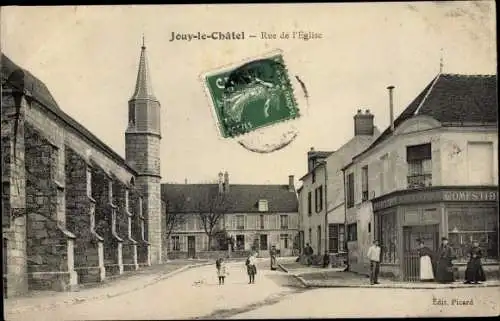 Ak Jouy le Châtel, Rue de l'Église