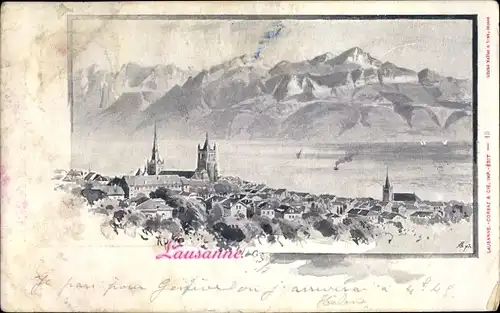 Künstler Ak Lausanne Kanton Waadt, Vue generale