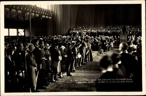 Ak Antwerpen Anvers Flandern, De Koning in de Feestzaal 1930