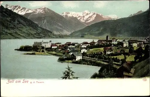 Ak Zell am See in Salzburg, Schmittenhöhe, Panorama gegen die Tauern