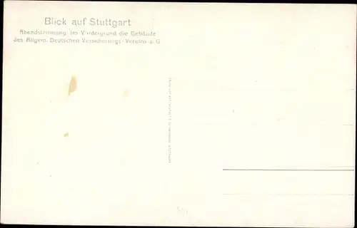 Künstler Ak Stuttgart in Baden Württemberg, Allgemeine Deutsche Versicherungs Verein AG