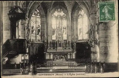 Ak Contrisson Meuse, L'Eglise interieur