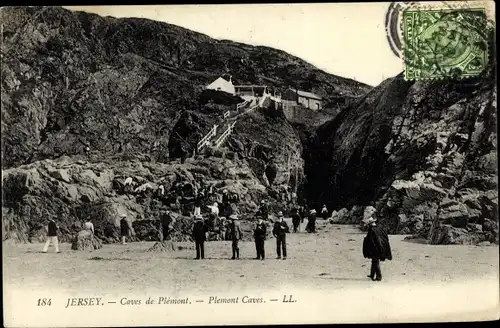 Ak Plemont Kanalinsel Jersey, Blick auf Höhlen