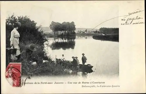 Ak La Ferté sous Jouarre Seine et Marne, Un vue de Marne à Courtaron